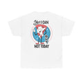 Weißes T-Shirt mit Back Print und dem Statement „Yes I can but not today“ im Antisocial-Retro-Stil